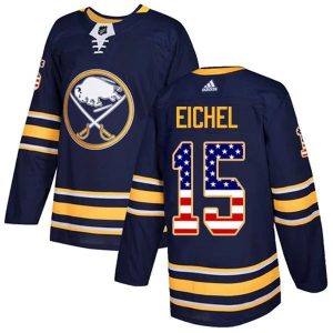 Herren Buffalo Sabres Eishockey Trikot Jack Eichel 15 Navy USA Flag Fashion Authentic